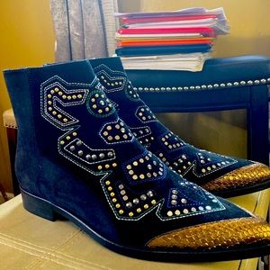 Zadig and Voltaire black studded short ankle boots